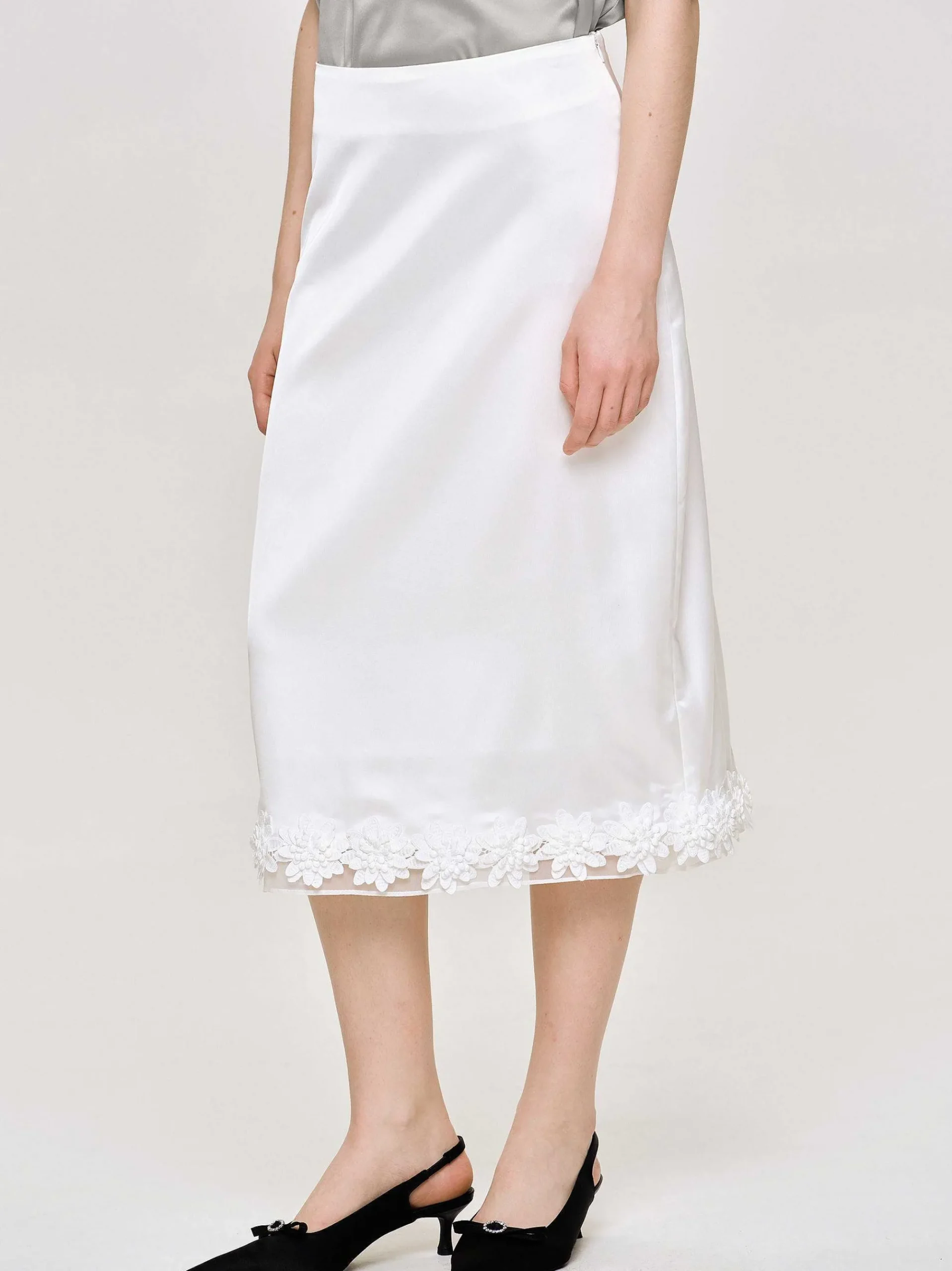 Source Unknown Bas-Jupe En Satin Applique, Blanc