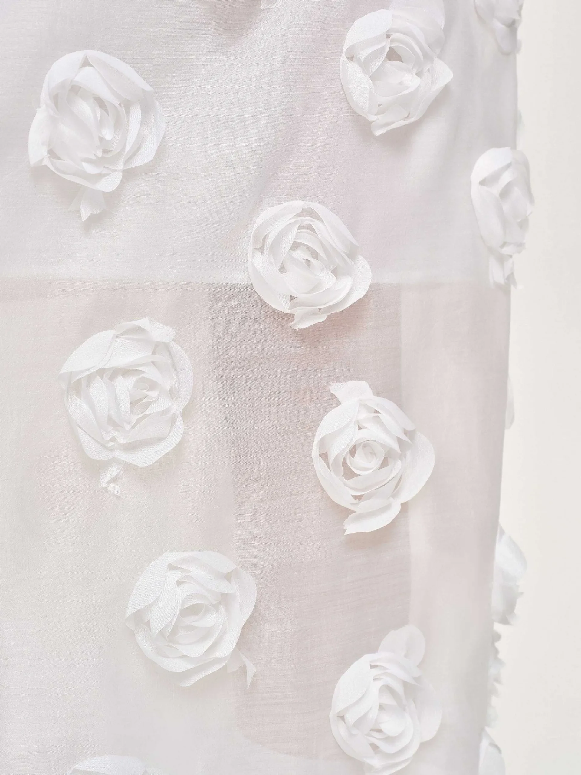 Source Unknown Bas-Jupe Mi-Longue A Appliques Roses, Blanc