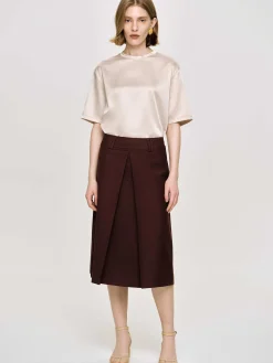 Source Unknown Vêtements-Jupe Mi-Longue Plissee, Cerise Noire