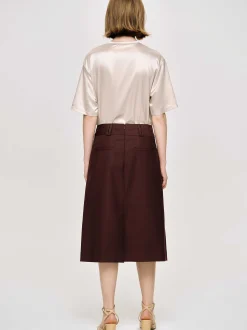 Source Unknown Vêtements-Jupe Mi-Longue Plissee, Cerise Noire
