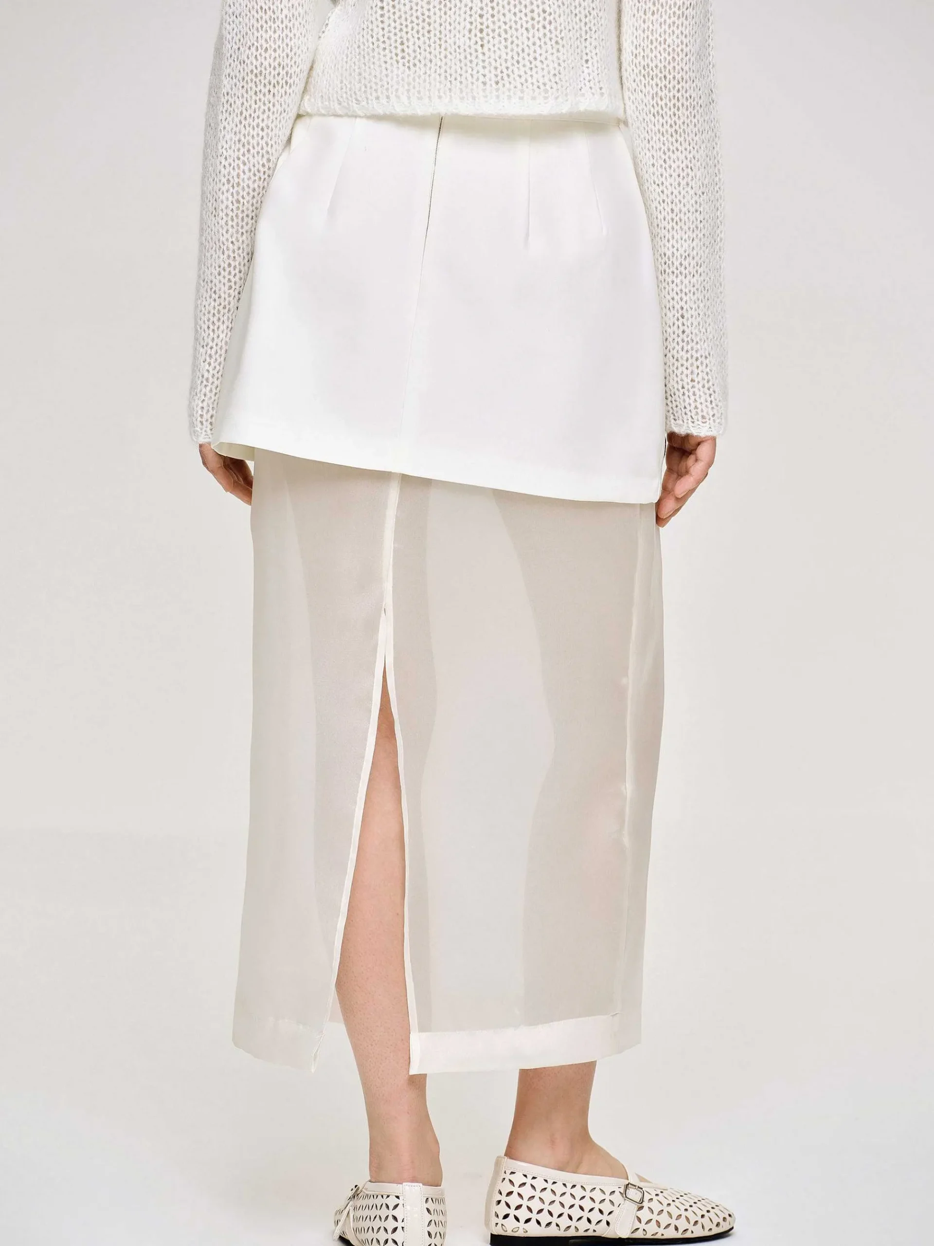 Source Unknown Bas-Jupe Mi-Longue Transparente, Blanc