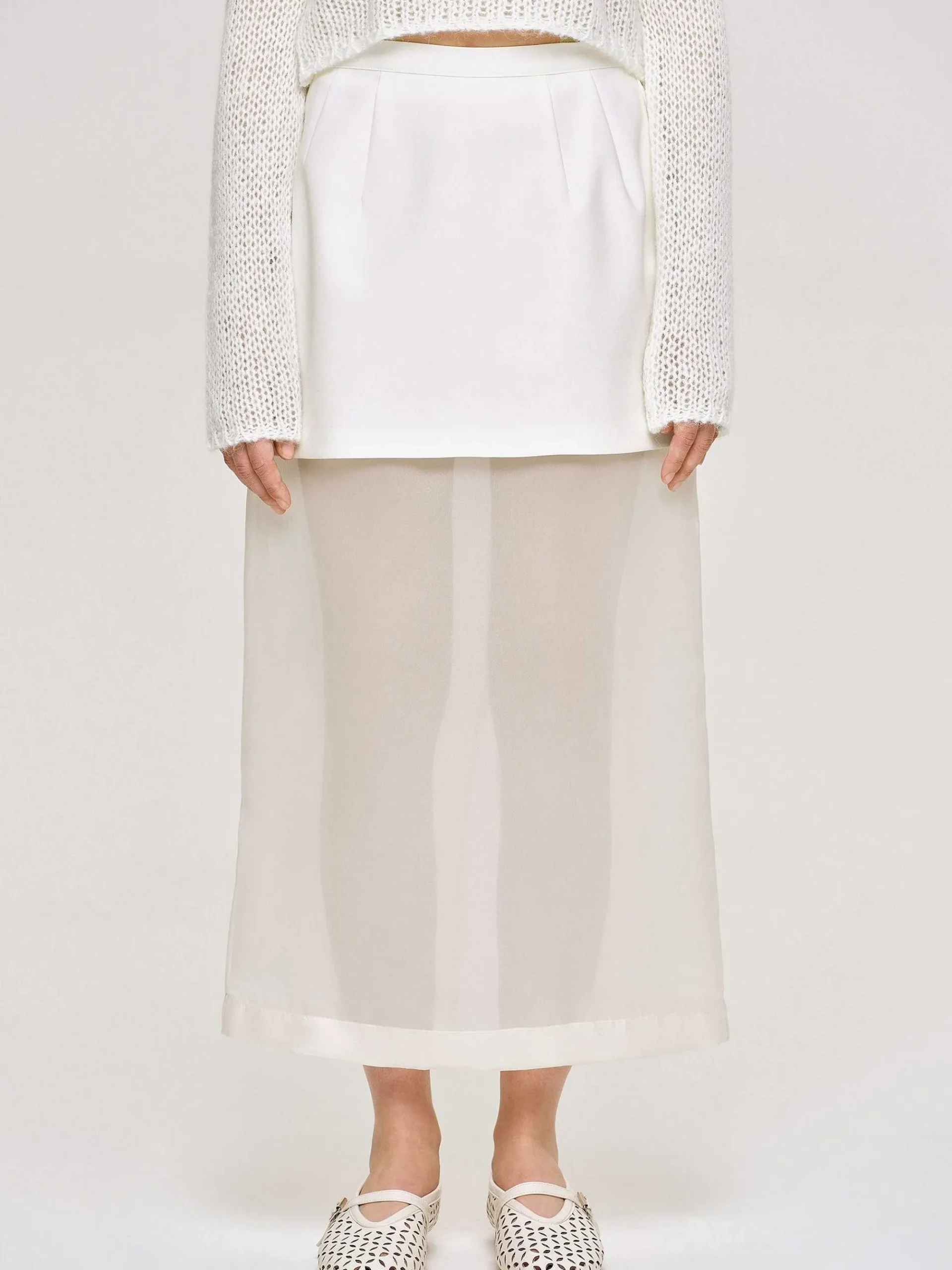 Source Unknown Bas-Jupe Mi-Longue Transparente, Blanc