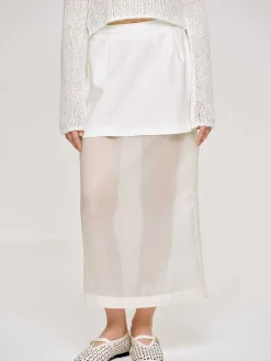 Source Unknown Bas-Jupe Mi-Longue Transparente, Blanc