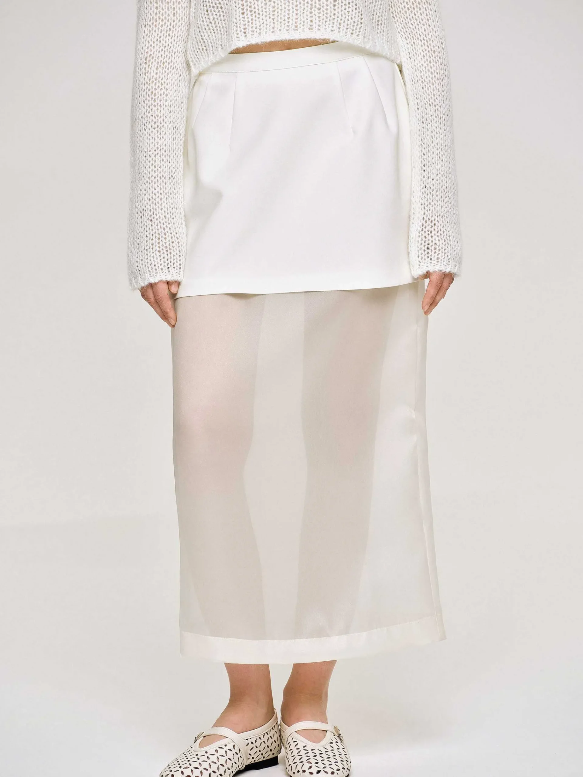 Source Unknown Bas-Jupe Mi-Longue Transparente, Blanc