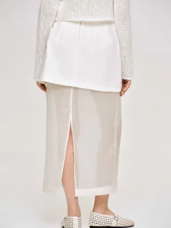Source Unknown Vêtements-Jupe Mi-Longue Transparente, Blanc