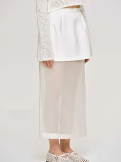 Source Unknown Vêtements-Jupe Mi-Longue Transparente, Blanc