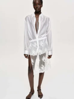Source Unknown Vêtements-Jupe Portefeuille A Applique Floral, Blanc