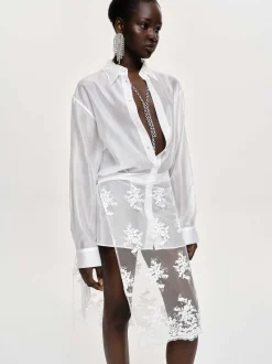 Source Unknown Vêtements-Jupe Portefeuille A Applique Floral, Blanc