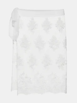 Source Unknown Vêtements-Jupe Portefeuille A Applique Floral, Blanc