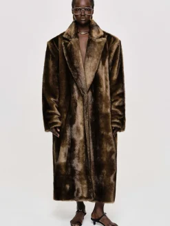 Source Unknown Vêtements D'Exterieur-Manteau Grand-Pere Surdimensionne En Fourrure Wallis, Expresso