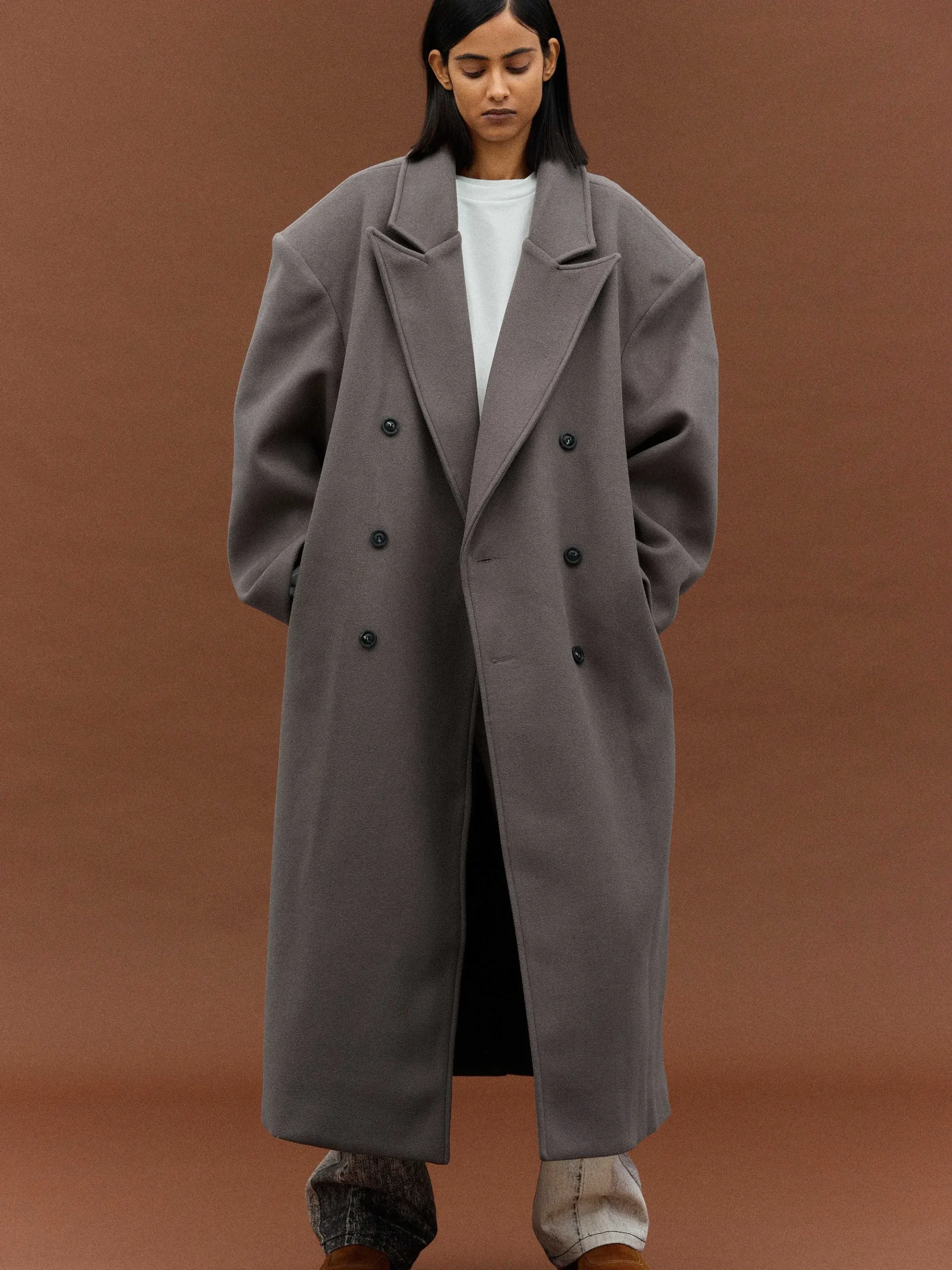 Source Unknown Vêtements-Manteau Grand-Pere Surdimensionne Wallis, Gris