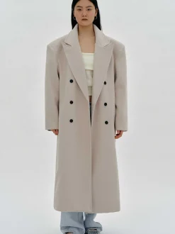 Source Unknown Vêtements D'Exterieur-Manteau Grand-Pere Surdimensionne Wallis, Beige