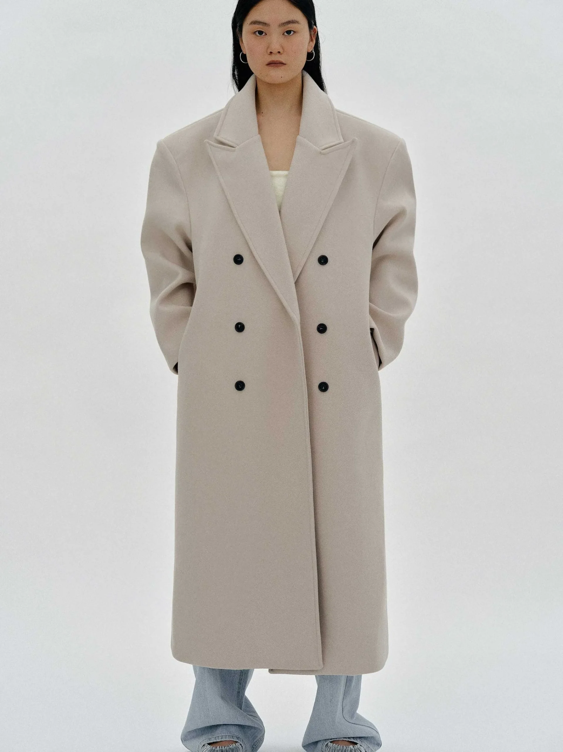 Source Unknown Vêtements D'Exterieur-Manteau Grand-Pere Surdimensionne Wallis, Beige
