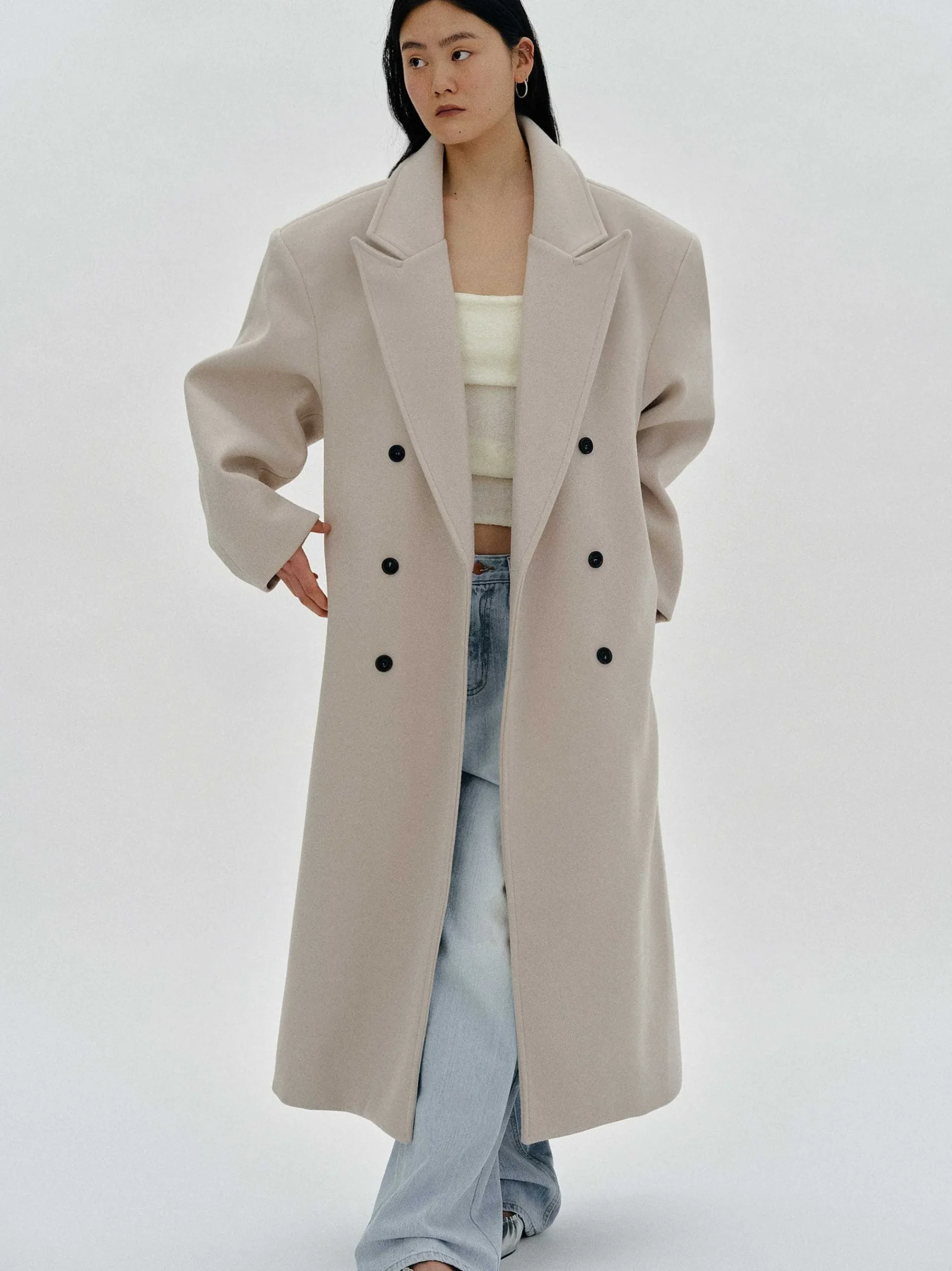 Source Unknown Vêtements D'Exterieur-Manteau Grand-Pere Surdimensionne Wallis, Beige