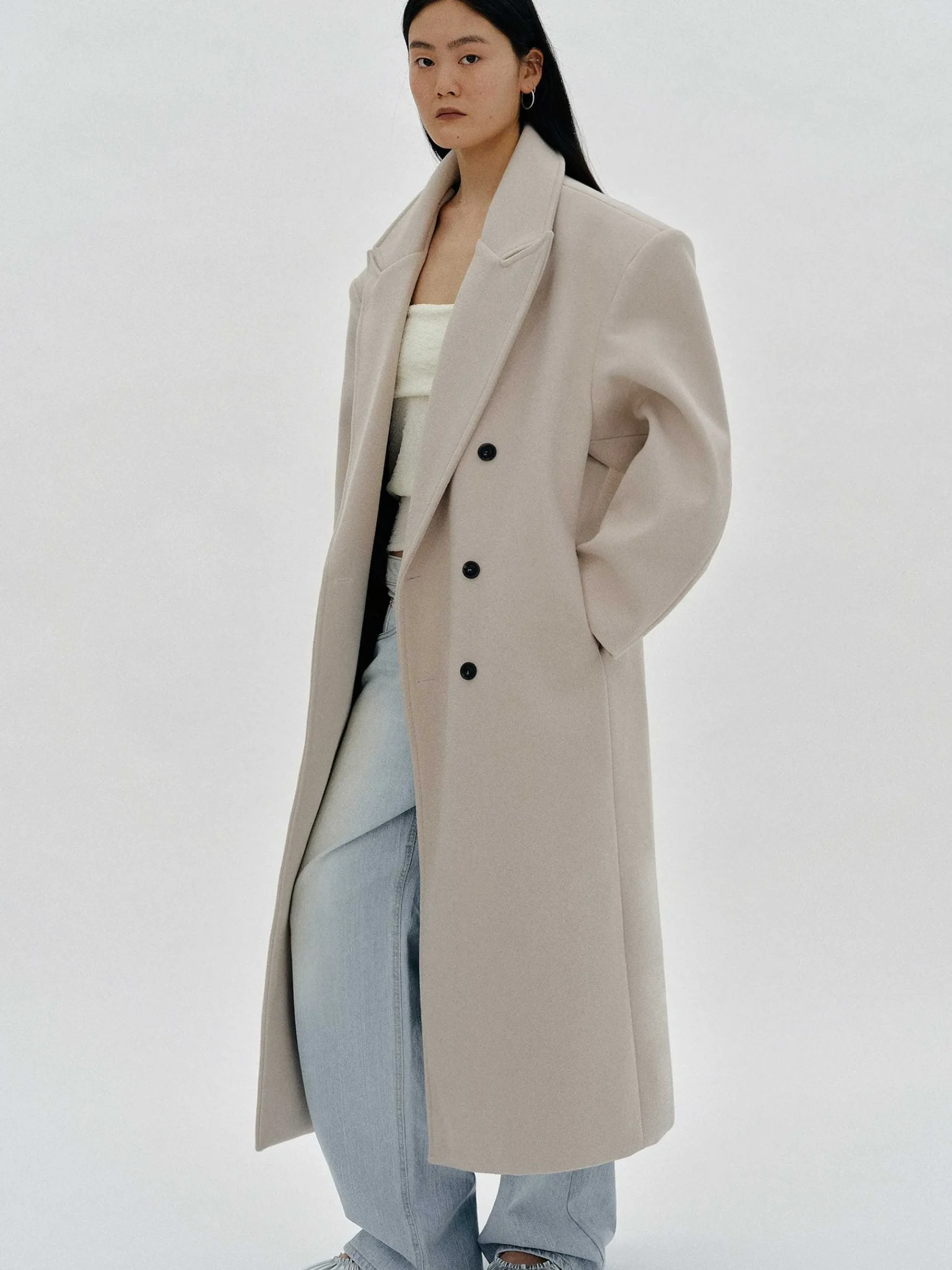 Source Unknown Vêtements D'Exterieur-Manteau Grand-Pere Surdimensionne Wallis, Beige