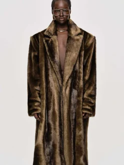 Source Unknown Vêtements-Manteau Grand-Pere Surdimensionne En Fourrure Wallis, Expresso