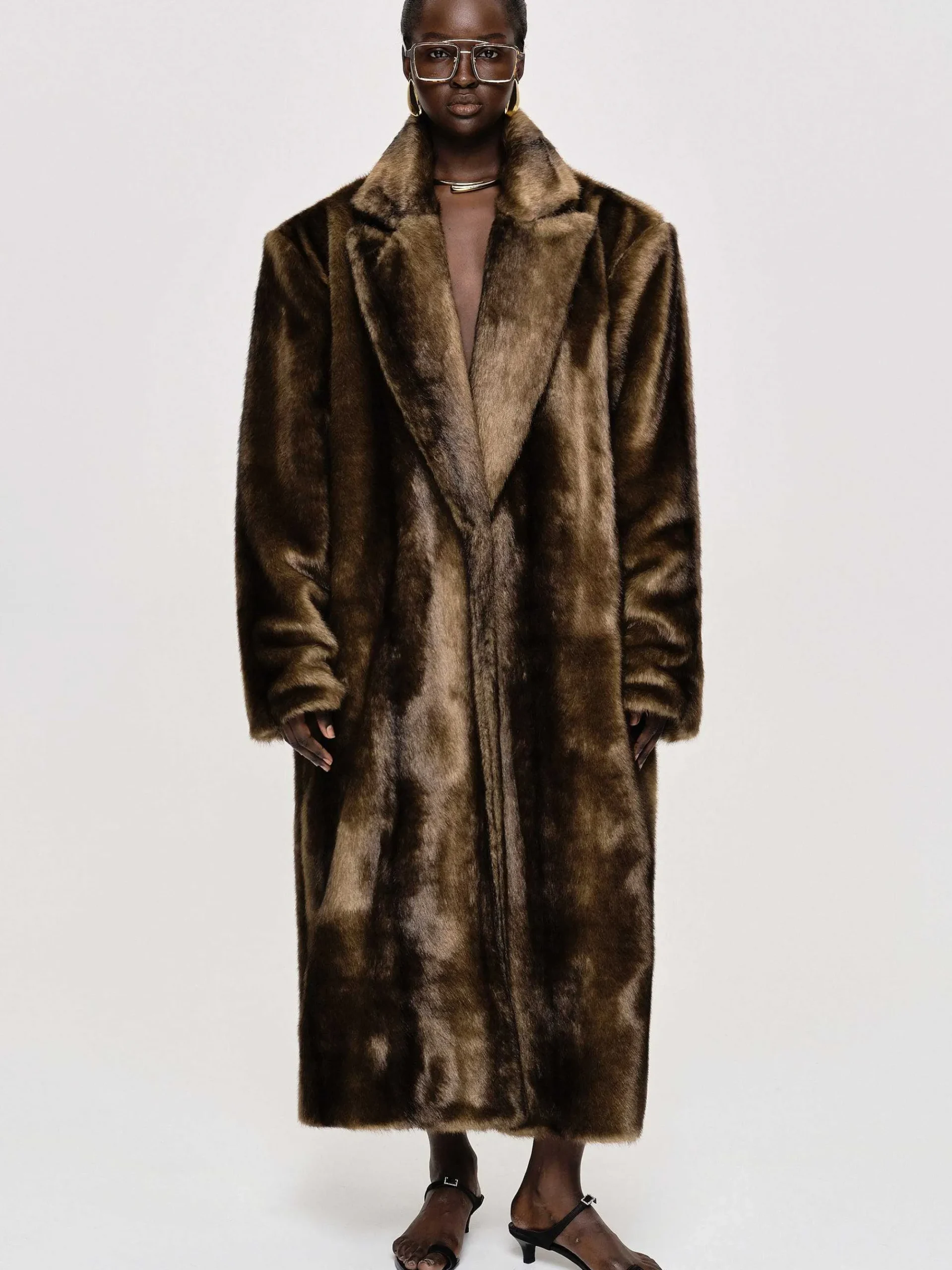 Source Unknown Vêtements-Manteau Grand-Pere Surdimensionne En Fourrure Wallis, Expresso