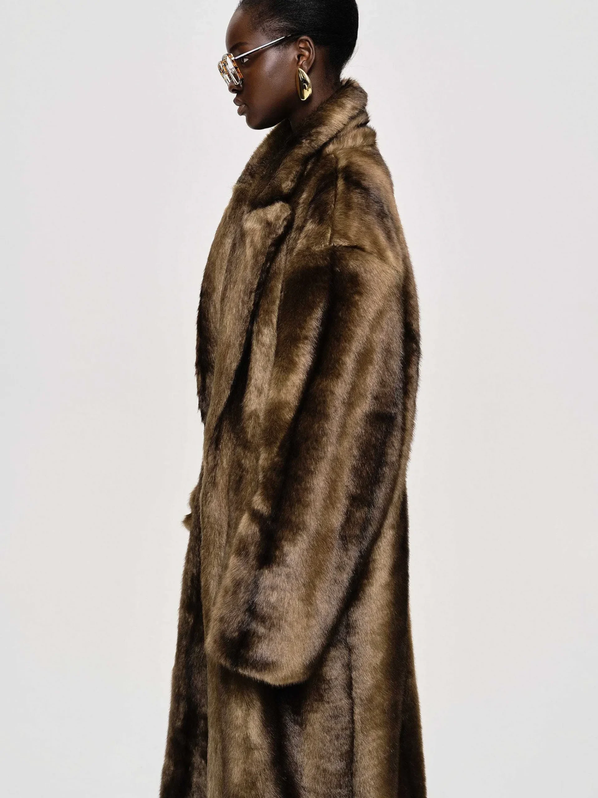 Source Unknown Vêtements-Manteau Grand-Pere Surdimensionne En Fourrure Wallis, Expresso