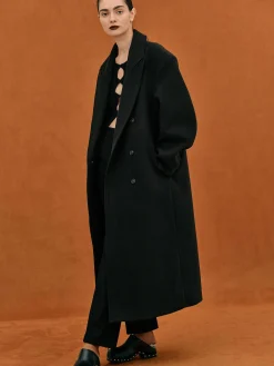 Source Unknown Vêtements D'Exterieur-Manteau Grand-Pere Surdimensionne Wallis, Noir