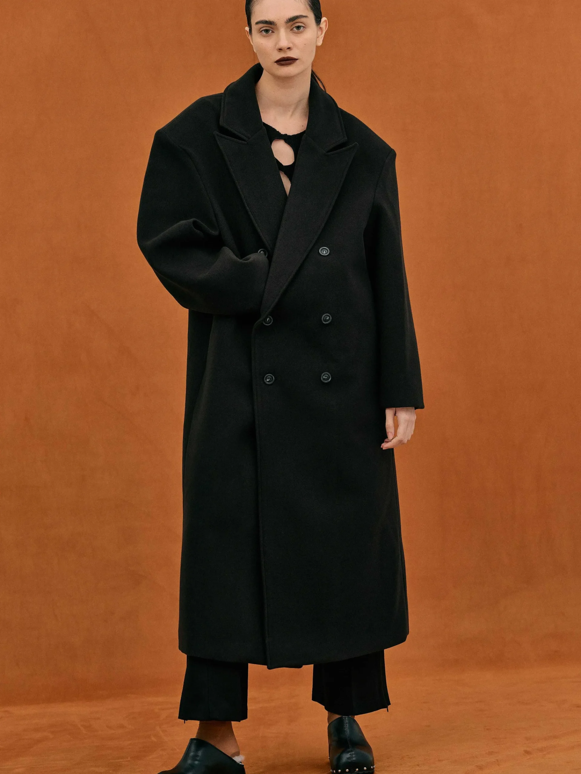 Source Unknown Vêtements D'Exterieur-Manteau Grand-Pere Surdimensionne Wallis, Noir