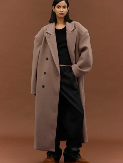 Source Unknown Vêtements D'Exterieur-Manteau Grand-Pere Surdimensionne Wallis, Latte