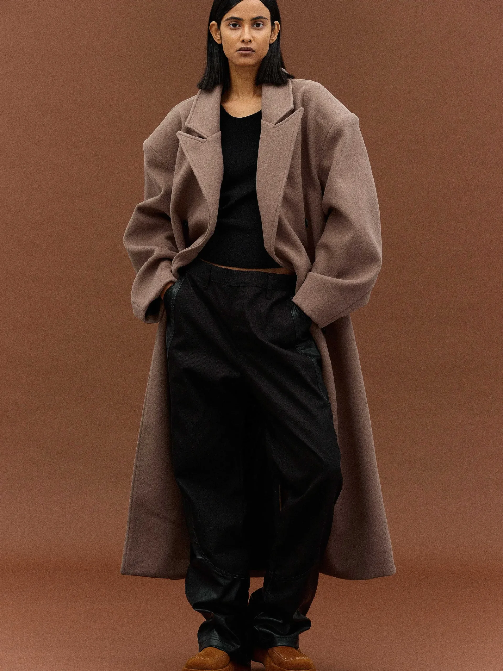 Source Unknown Vêtements D'Exterieur-Manteau Grand-Pere Surdimensionne Wallis, Latte