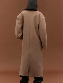 Source Unknown Vêtements D'Exterieur-Manteau Grand-Pere Surdimensionne Wallis, Latte