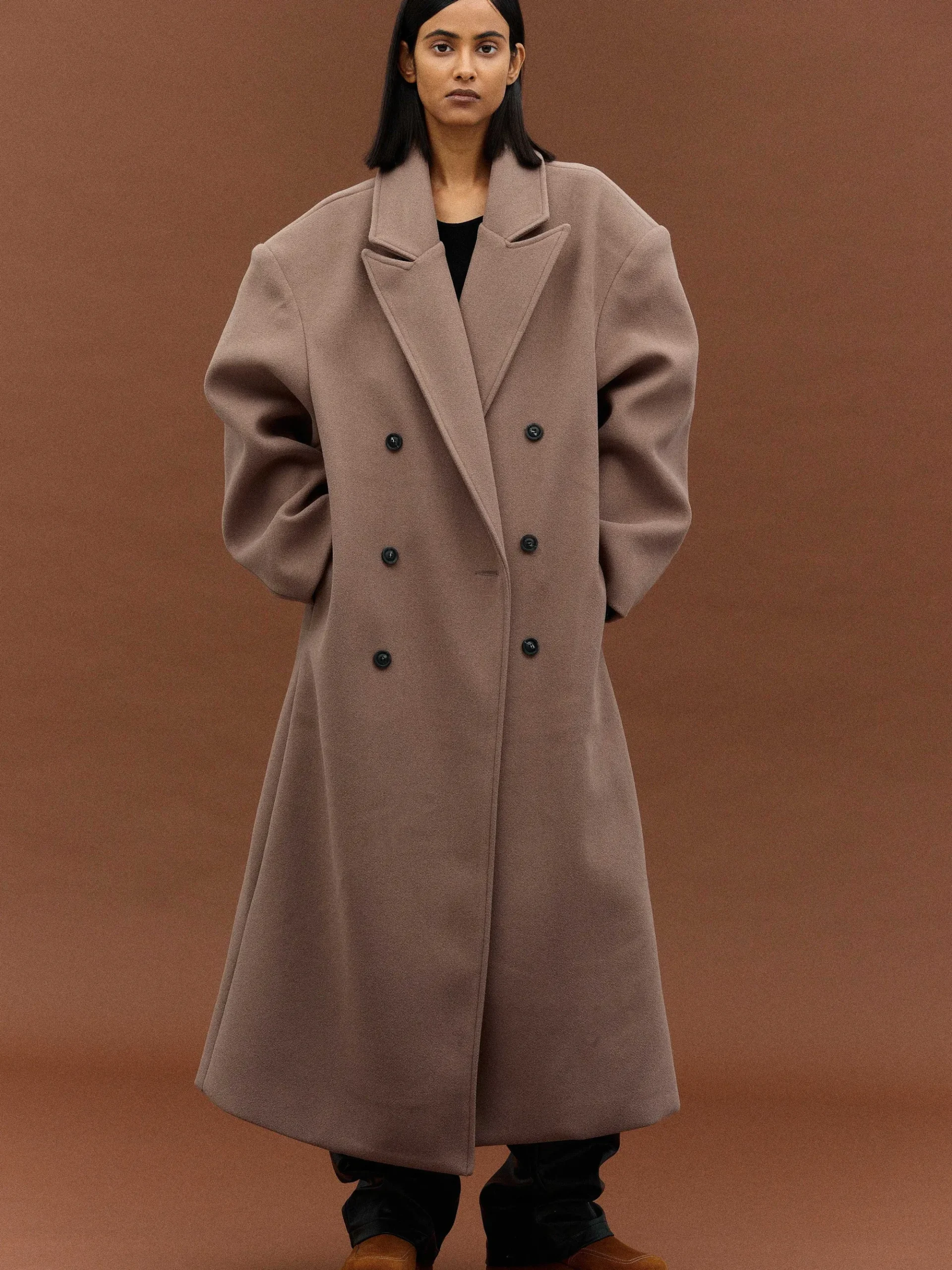 Source Unknown Vêtements D'Exterieur-Manteau Grand-Pere Surdimensionne Wallis, Latte