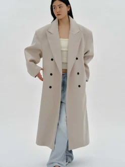 Source Unknown Vêtements-Manteau Grand-Pere Surdimensionne Wallis, Beige