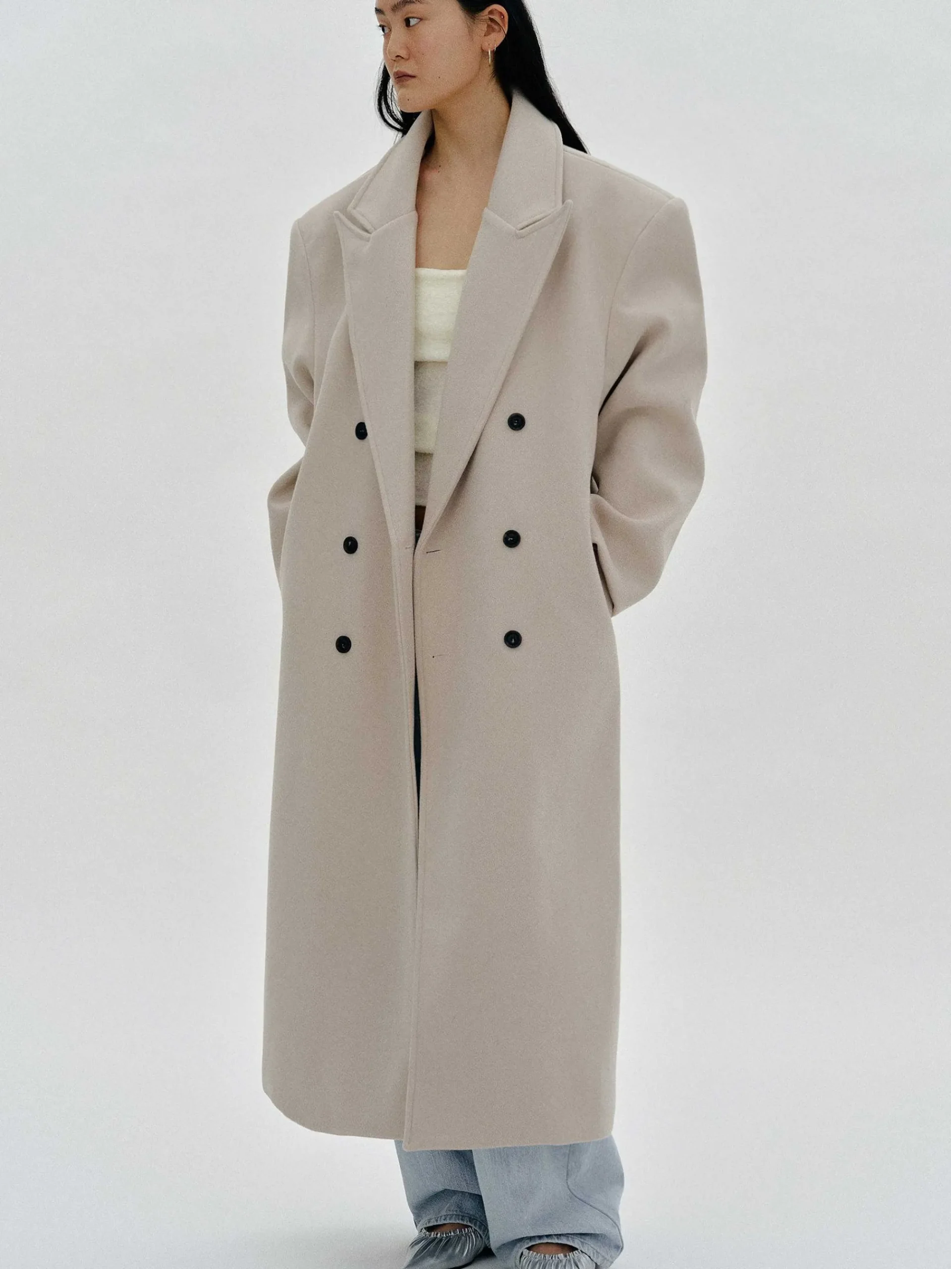 Source Unknown Vêtements-Manteau Grand-Pere Surdimensionne Wallis, Beige