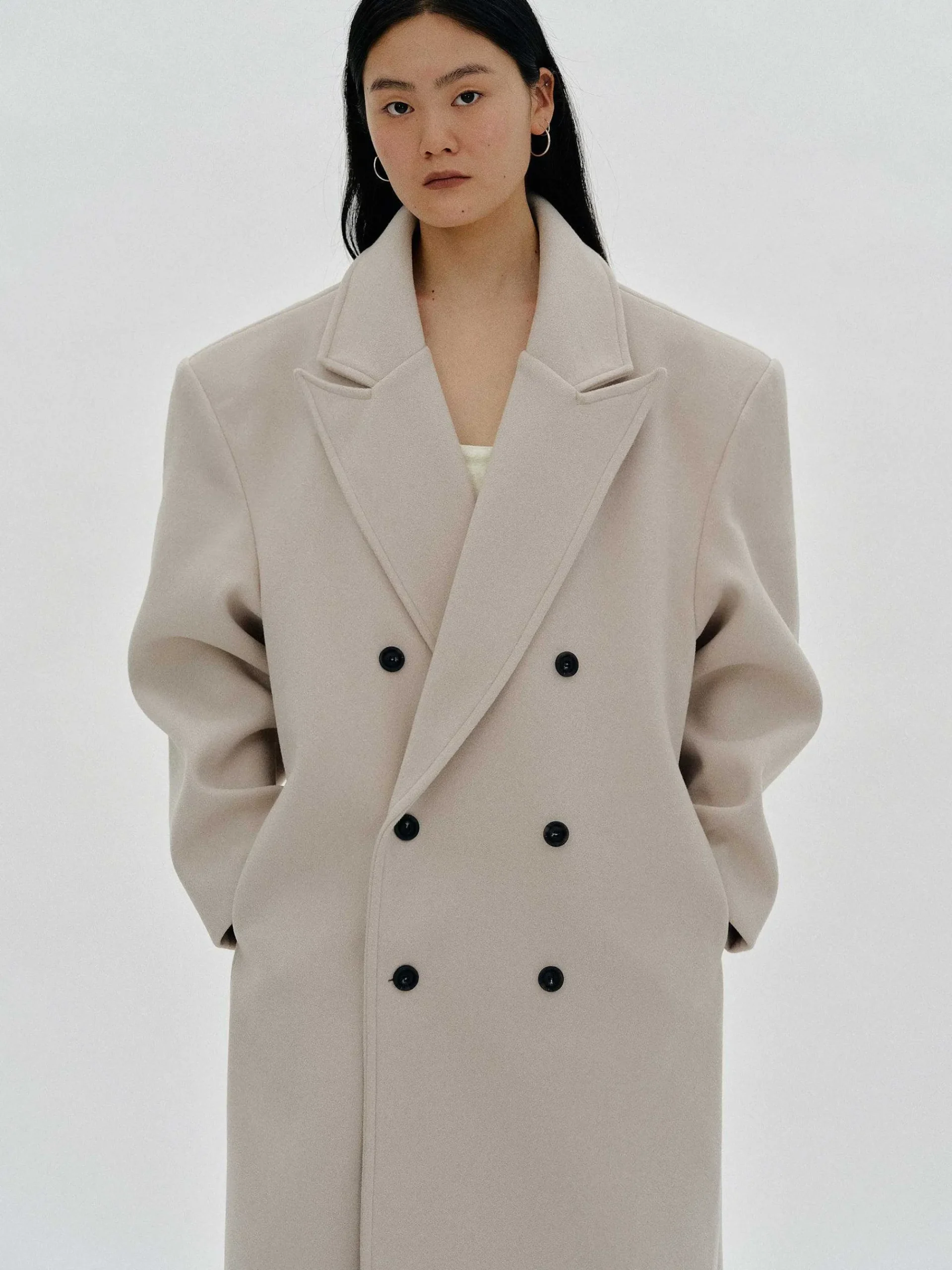 Source Unknown Vêtements-Manteau Grand-Pere Surdimensionne Wallis, Beige