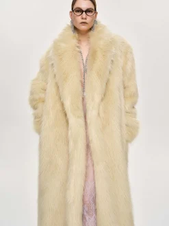 Source Unknown Vêtements D'Exterieur-Manteau Grand-Pere Surdimensionne En Fourrure Wallis, Creme Toscane