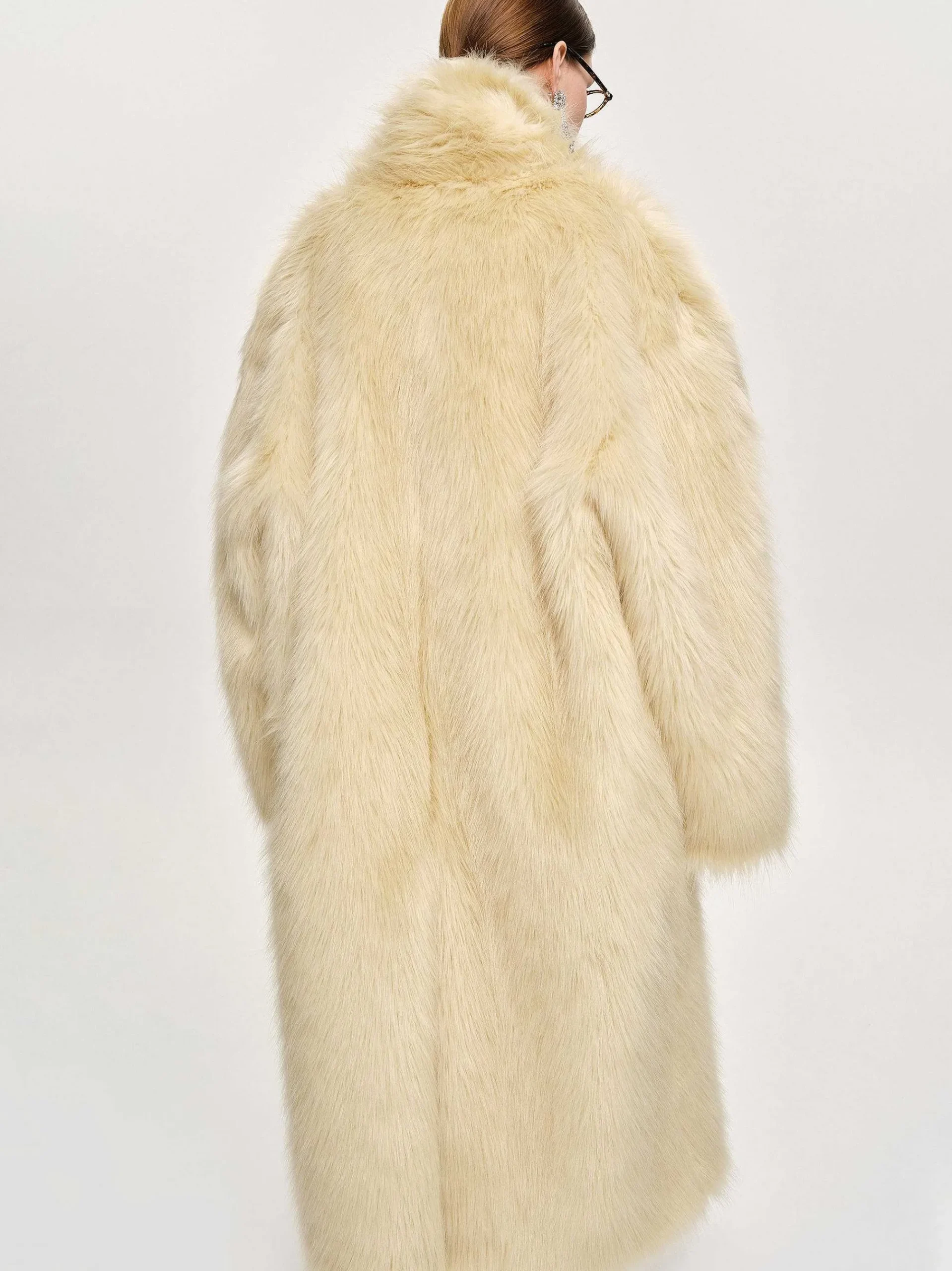 Source Unknown Vêtements-Manteau Grand-Pere Surdimensionne En Fourrure Wallis, Creme Toscane