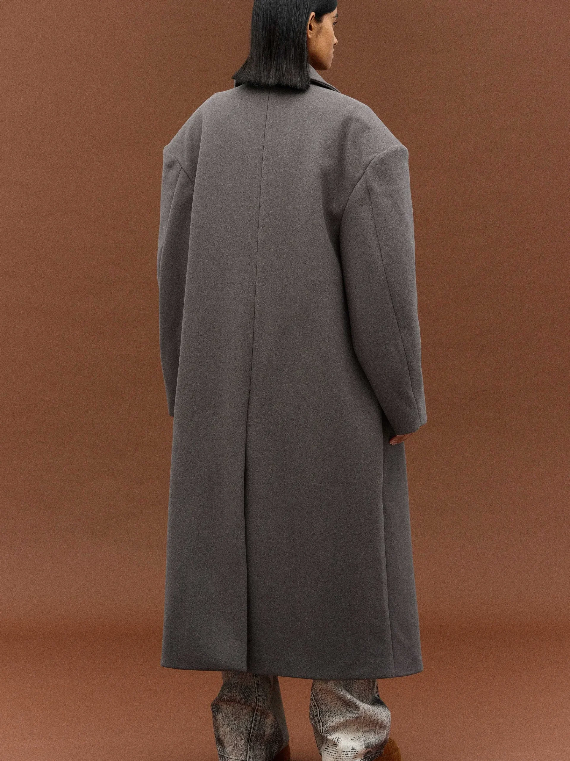 Source Unknown Vêtements D'Exterieur-Manteau Grand-Pere Surdimensionne Wallis, Gris