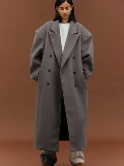 Source Unknown Vêtements D'Exterieur-Manteau Grand-Pere Surdimensionne Wallis, Gris