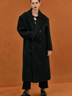 Source Unknown Vêtements-Manteau Grand-Pere Surdimensionne Wallis, Noir