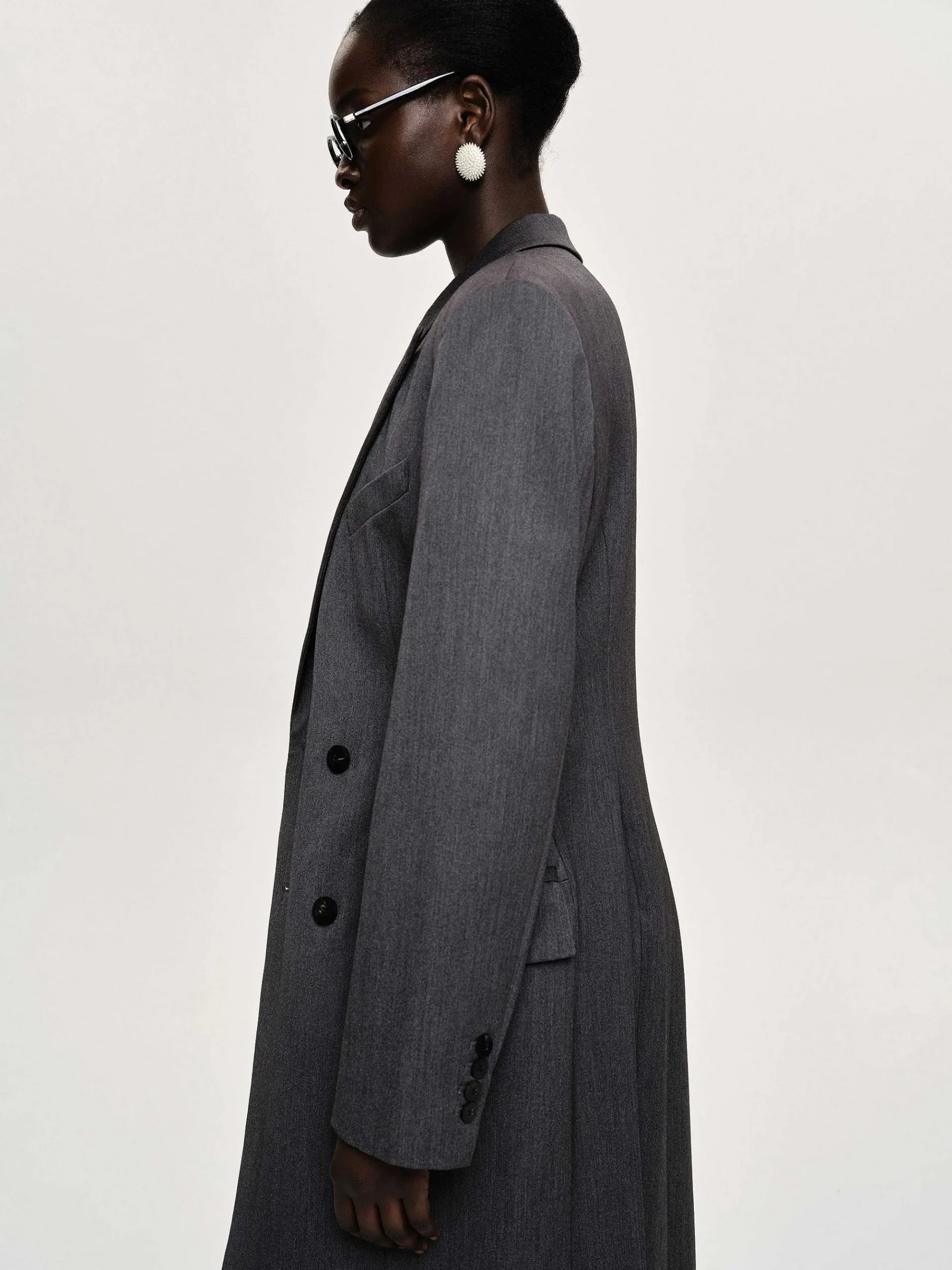 Source Unknown Vêtements D'Exterieur-Manteau Long Sablier Delphina, Anthracite