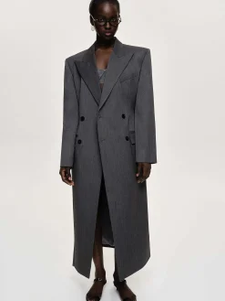 Source Unknown Vêtements D'Exterieur-Manteau Long Sablier Delphina, Anthracite