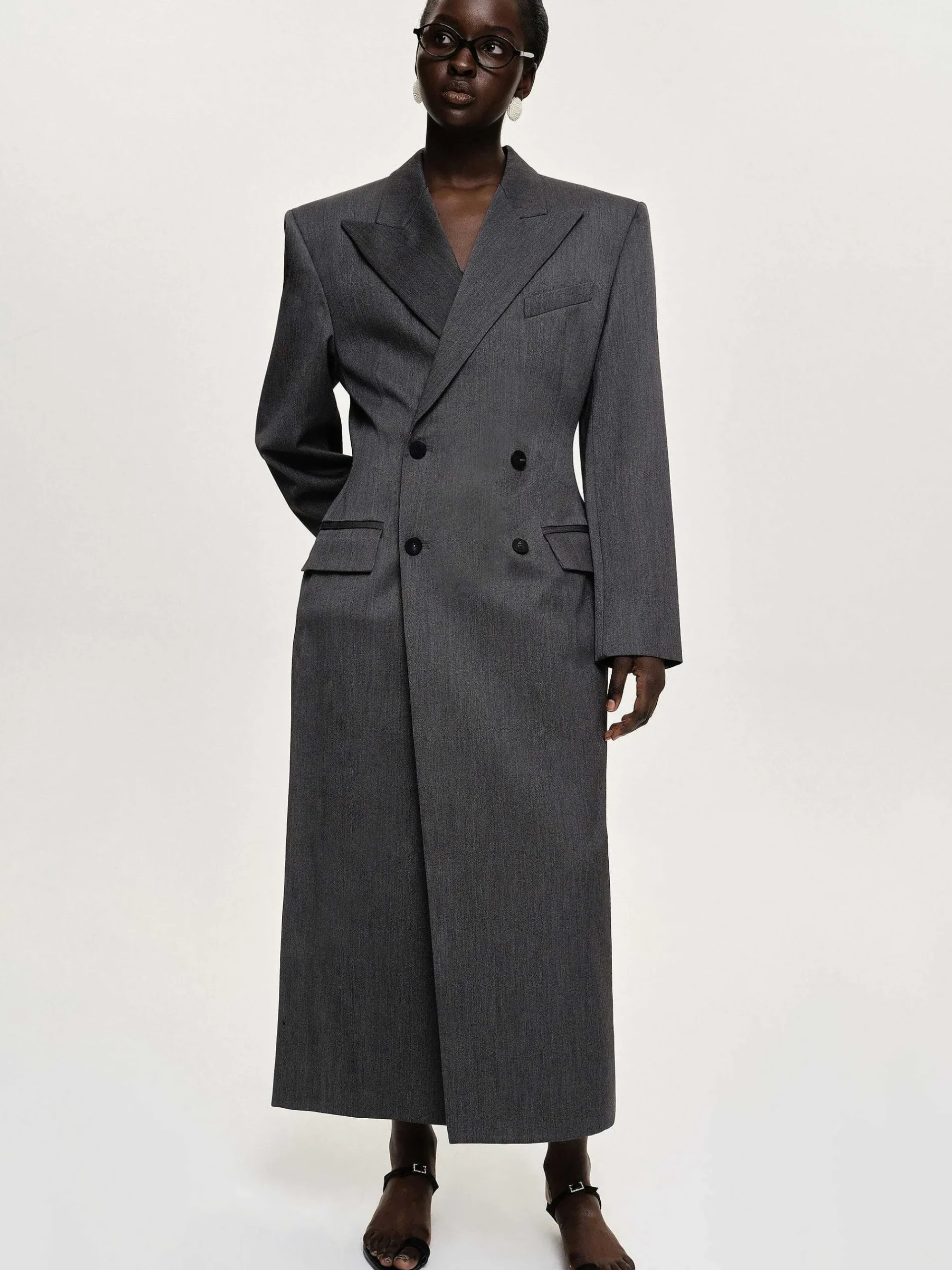 Source Unknown Vêtements D'Exterieur-Manteau Long Sablier Delphina, Anthracite