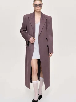 Source Unknown Vêtements D'Exterieur-Manteau Long Sablier Delphina, Gris Mauve