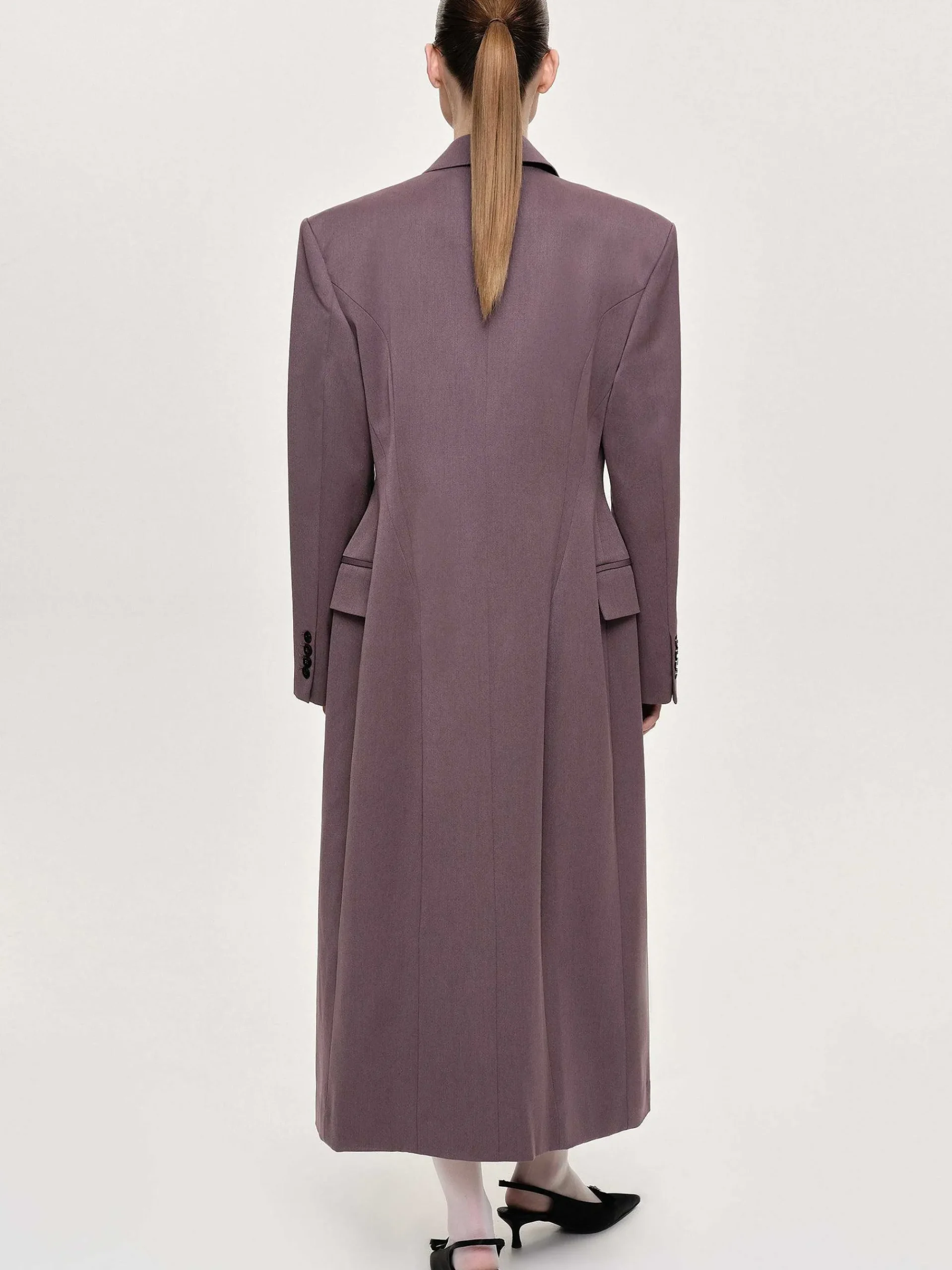 Source Unknown Vêtements-Manteau Long Sablier Delphina, Gris Mauve