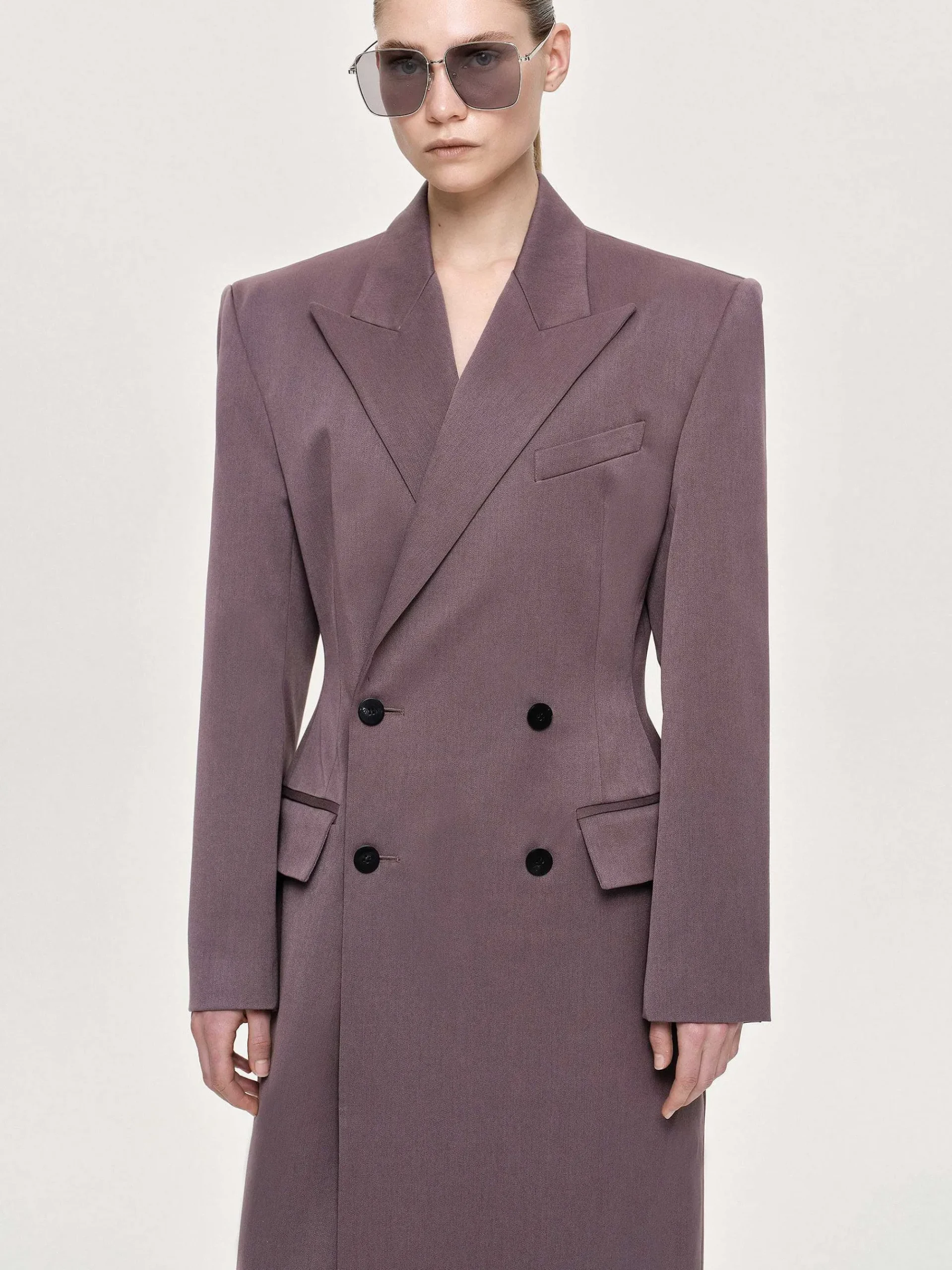 Source Unknown Vêtements-Manteau Long Sablier Delphina, Gris Mauve