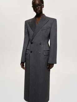 Source Unknown Vêtements-Manteau Long Sablier Delphina, Anthracite