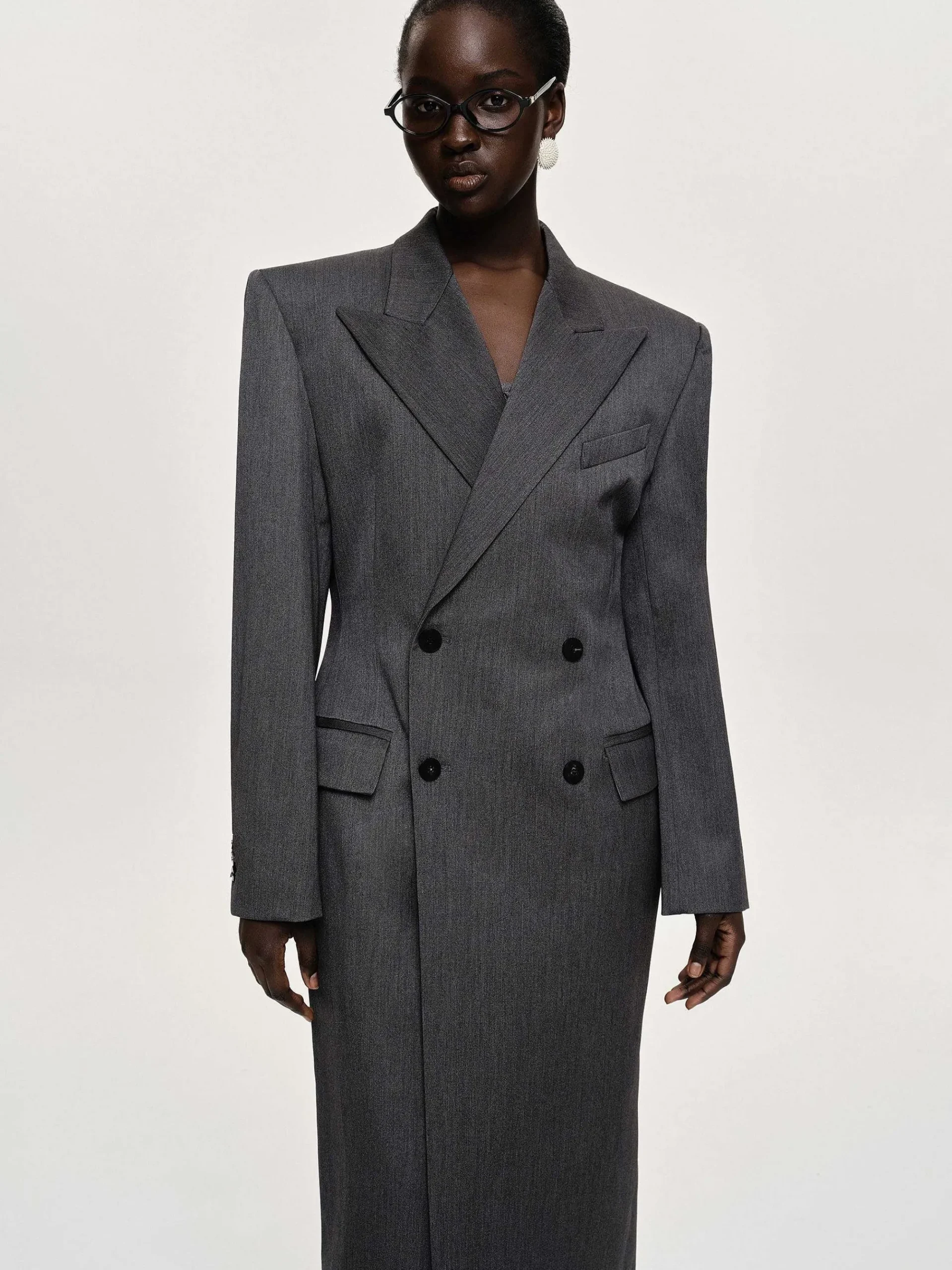 Source Unknown Vêtements-Manteau Long Sablier Delphina, Anthracite