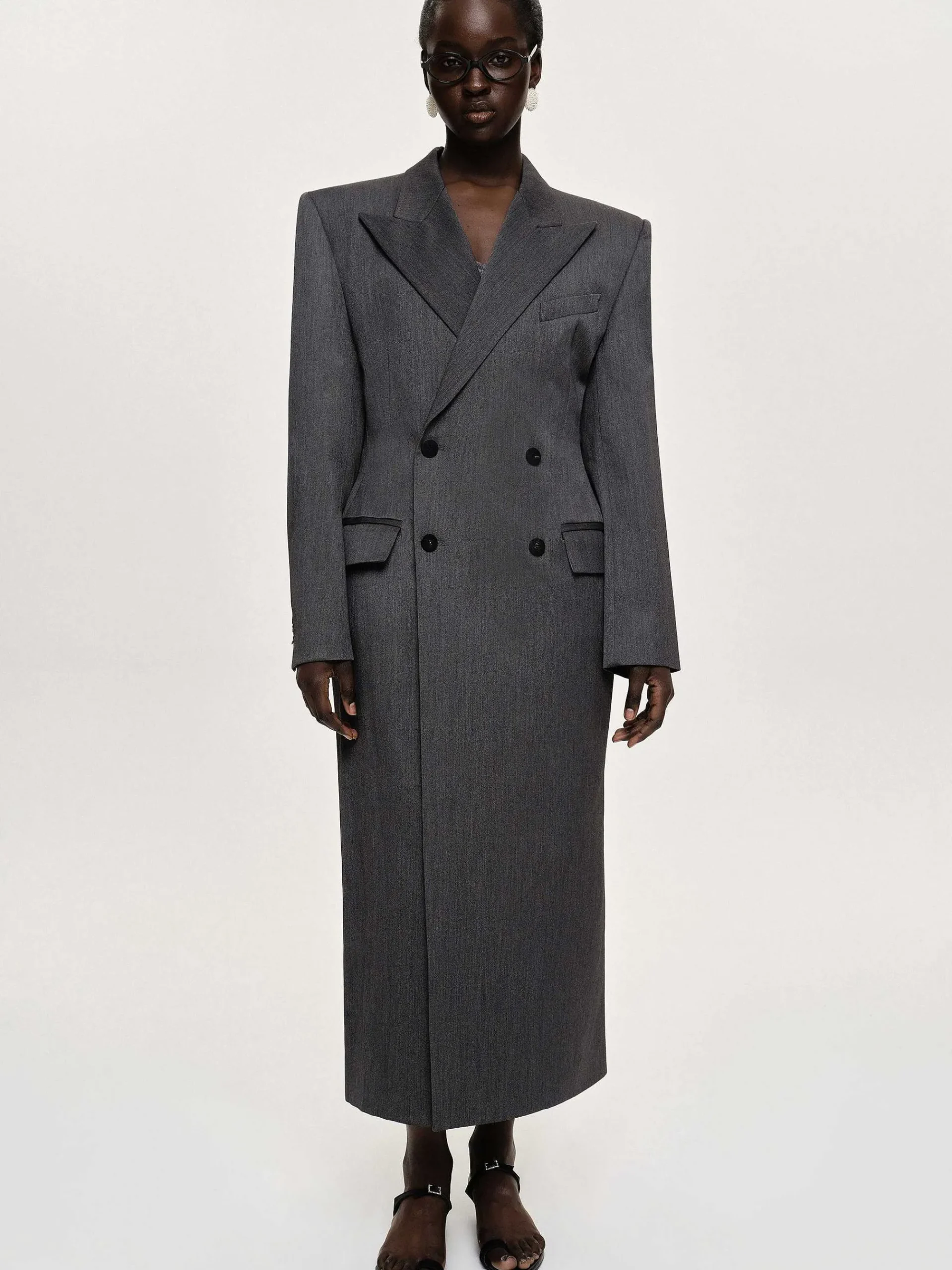 Source Unknown Vêtements-Manteau Long Sablier Delphina, Anthracite