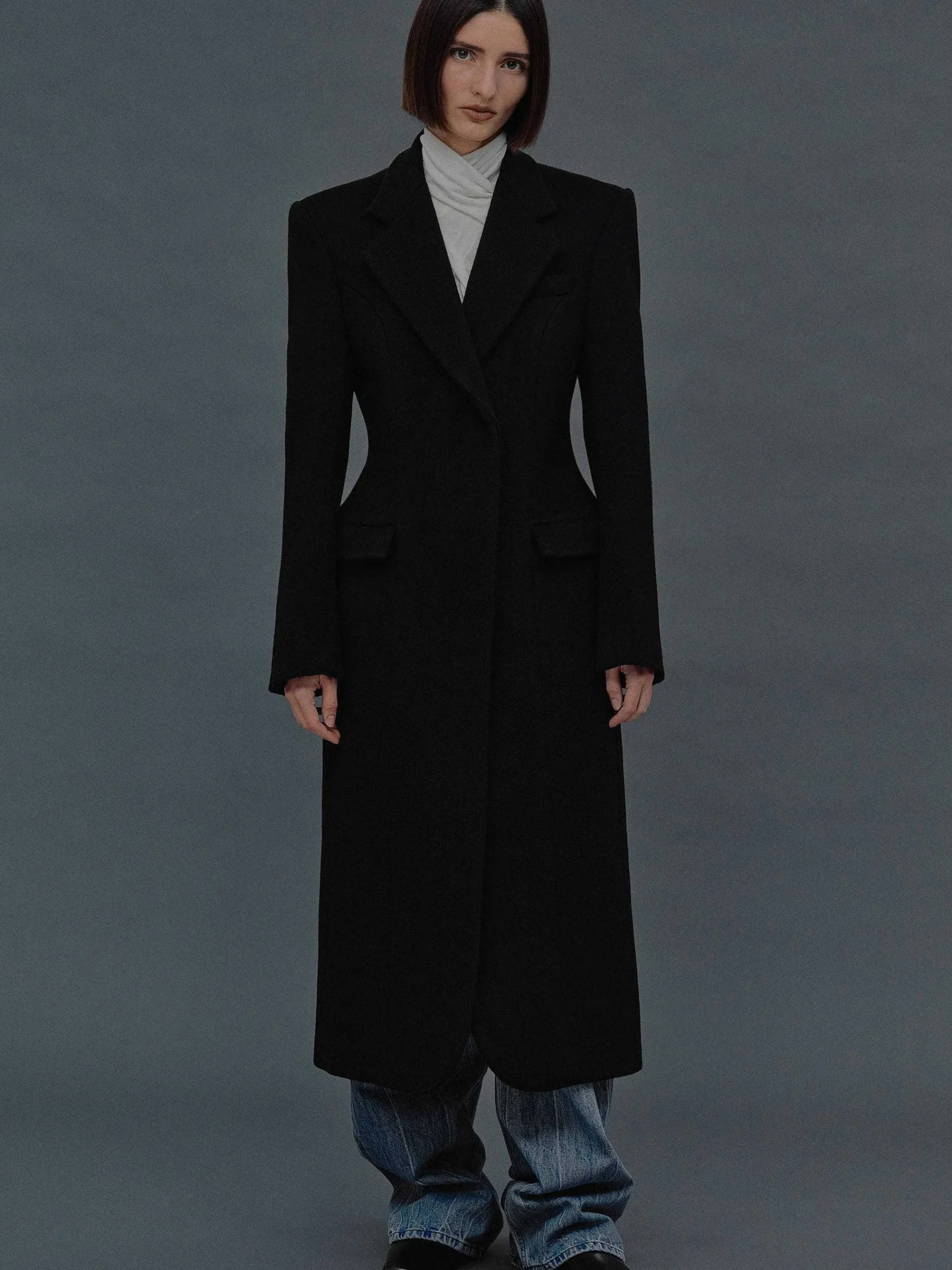 Source Unknown Vêtements D'Exterieur-Manteau Sablier Holin, Noir