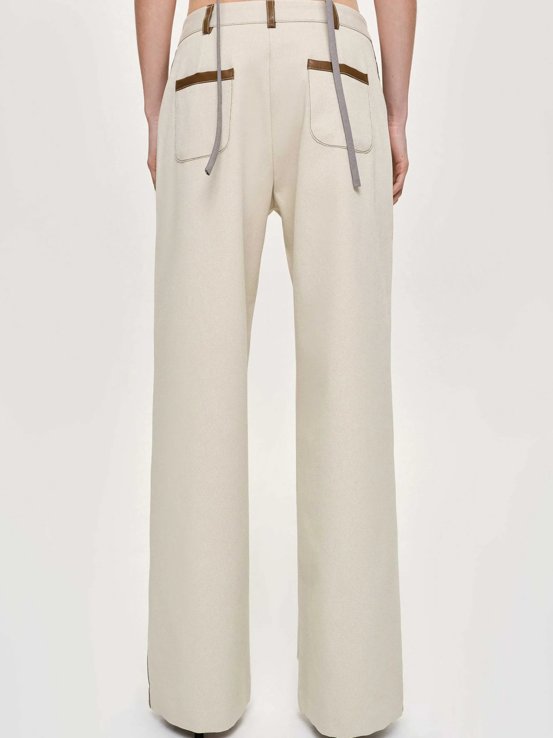 Source Unknown Coordonnées-Pantalon A Finitions En Cuir, Toile