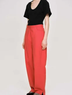 Source Unknown Vêtements-Pantalon A Jambe Cylindrique, Rouge