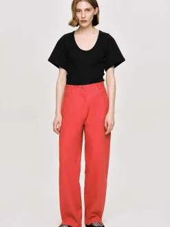 Source Unknown Vêtements-Pantalon A Jambe Cylindrique, Rouge