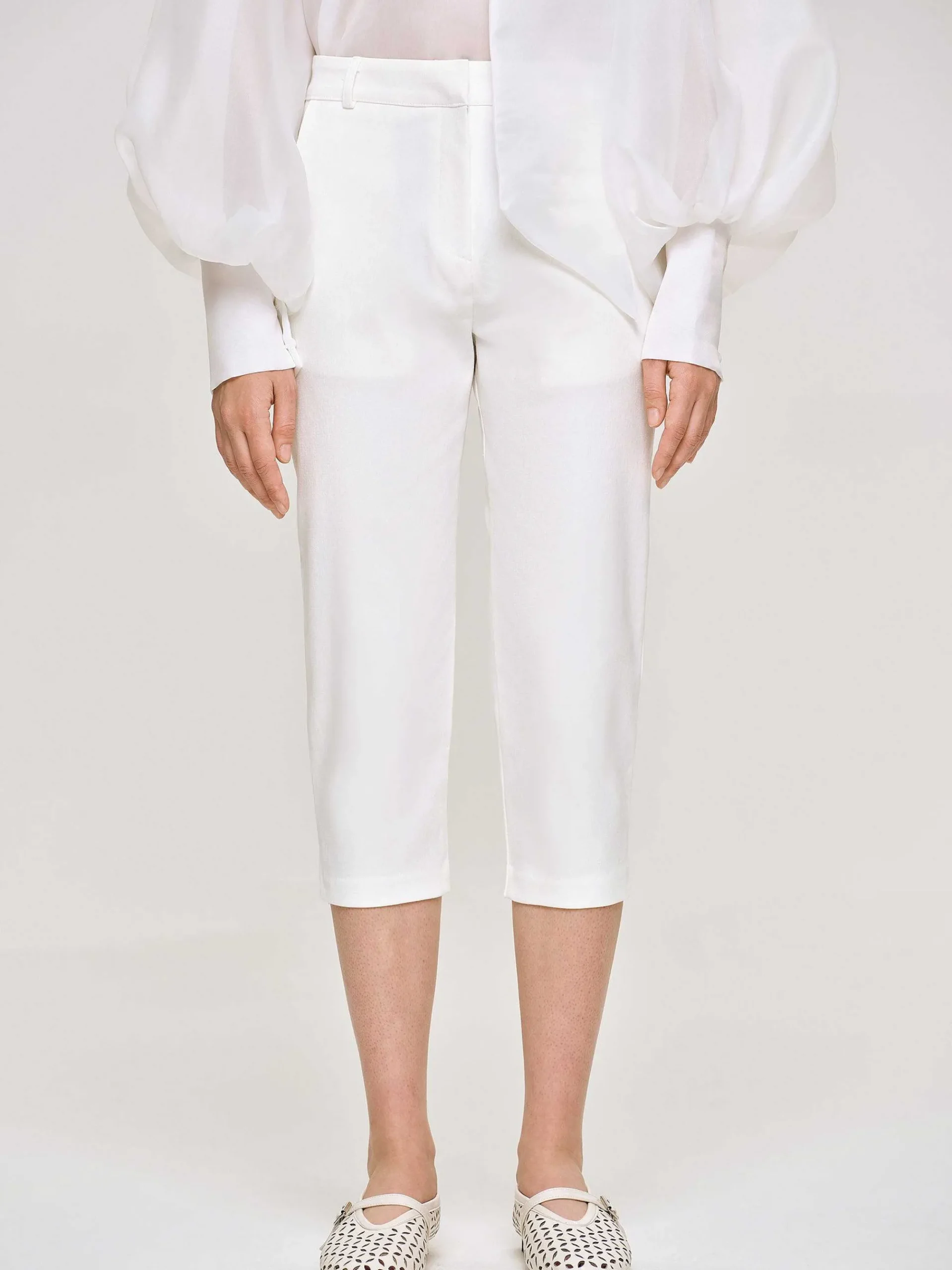 Source Unknown Vêtements-Pantalon Capri Slim, Blanc